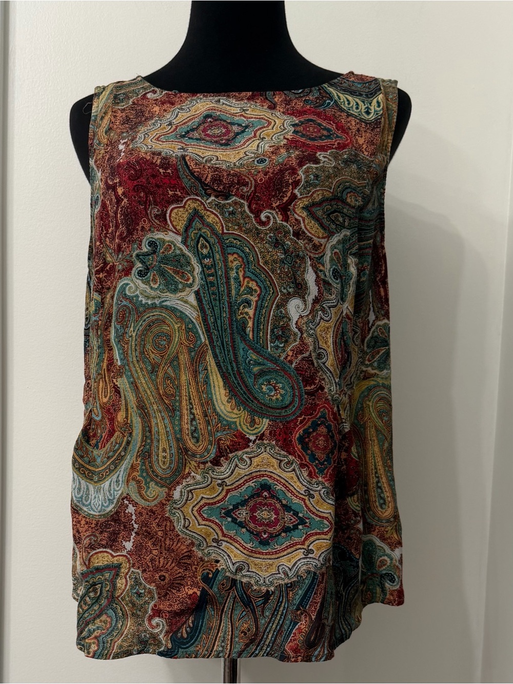 J. Jill Paisley Tank Top in Red, Teal & Cream Size Medium - Picture 2 of 10